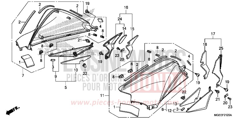 CAPOT DE RESERVOIR de VFR1200F DCT CANDY PROMINENCE RED (R342) 2015